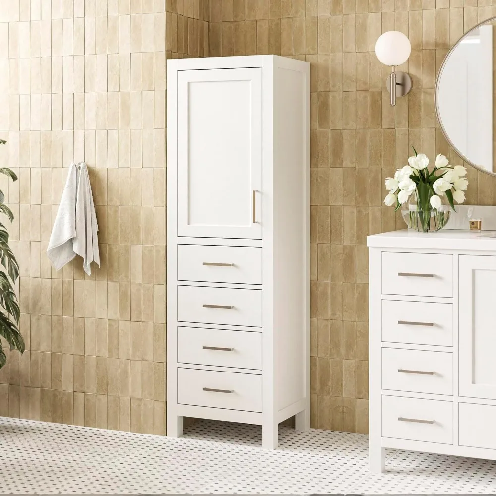 

Bathroom Storage Cabinet - Solid Hevea Wood and Fully Assembled for Long-Lasting Durability and Sophisticated Finish