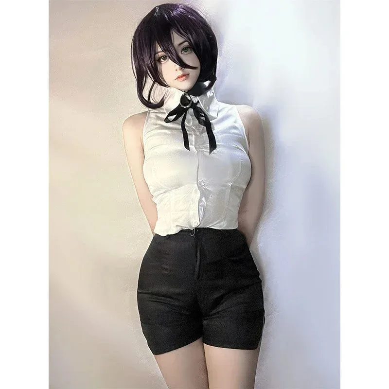 Anime Chainsaw Man Reze Cosplay Chainsaw Donna Costume Cosplay Bomba Camicia Abiti Cravatta Collo corto Parrucca Reze Abbigliamento Halloween