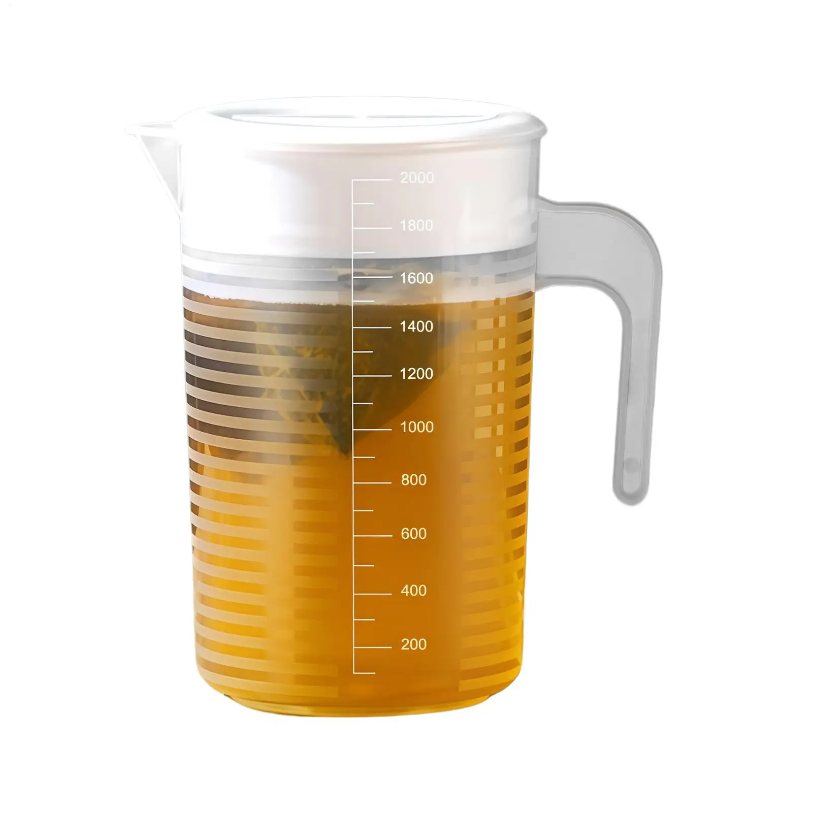 2L Clear Graduated Measuring Cup Scale Plastic Mixing Cup Large Capacity With Lid Jug Fridge Water Pitcher for Tea Coffee