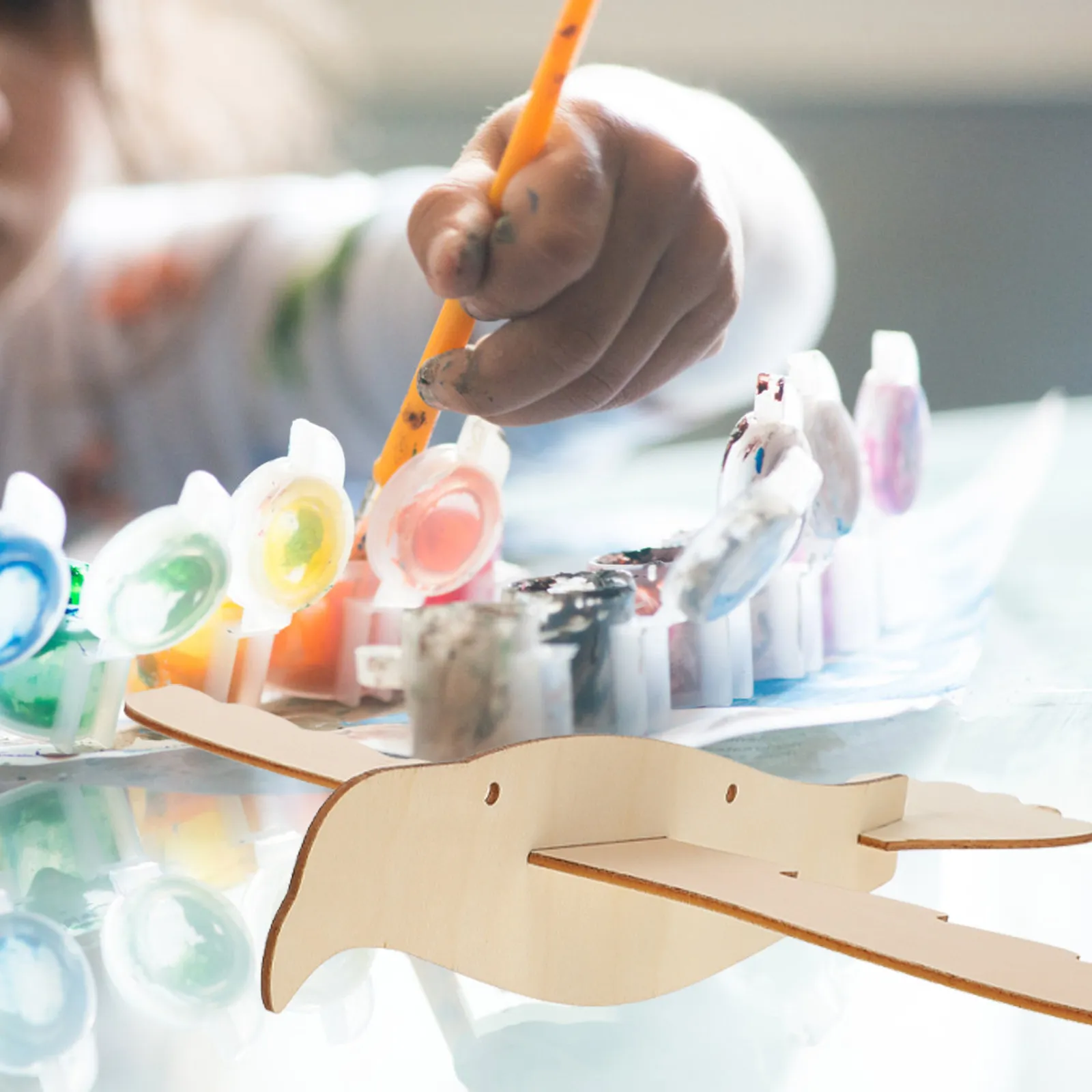 6Pcs Wooden Animal Puzzle DIY Eagle Art Craft Kit for Kids Hand Painting Educational Game Room Decor Unique Gift Idea