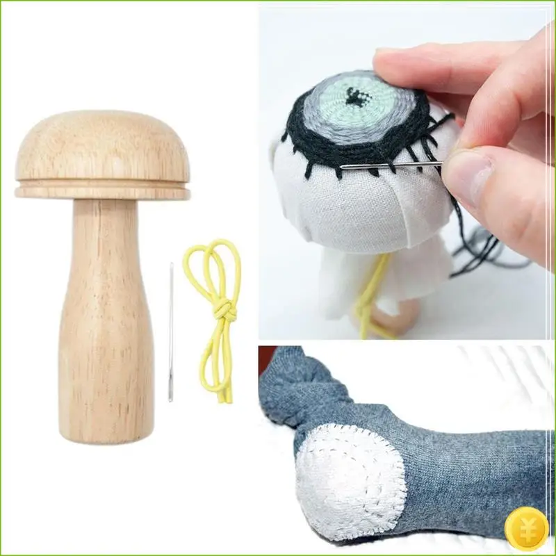 أطقم فطر جريئة أداة خشبية بمقبض قوي وانحناء تدريجي لخيوط الخياطة والجوارب والسترات سهلة الاستخدام