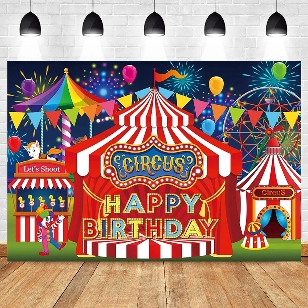 Circus Theme Party Backdrop Circus Carnival Clown Play Show Newborn Baby Birthday Decor Children Portrait Photography Background