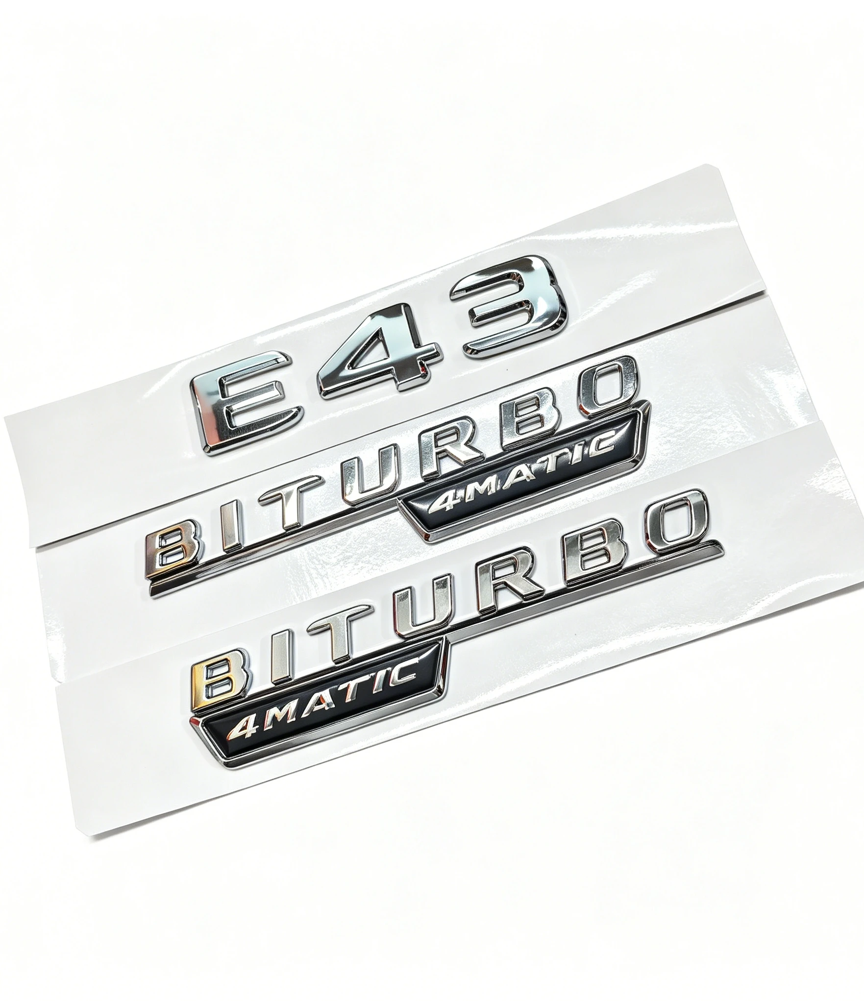 Picture 5: ABS 3PCS C43 BITURBO 4MATIC Rear Star Emblem Gloss Black  Gloss silver Badge Set For MB C43 W205 Accessories