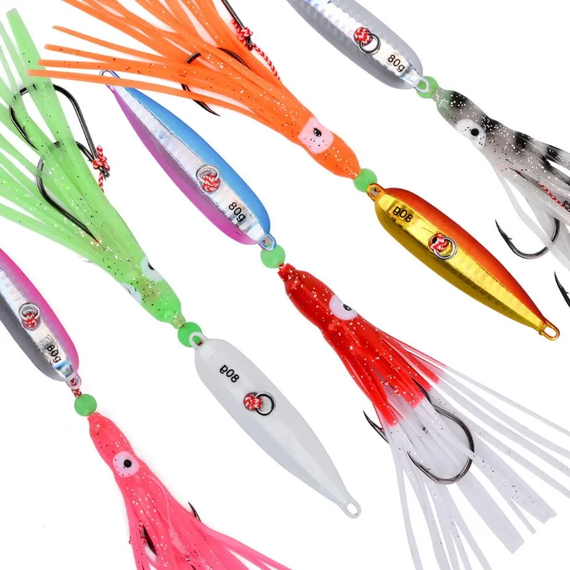 1 Stück 40g-200g Jigging Squid Pesca Inchiku Metall-Jigkopf Leurre Oktopus-Skirt Kingfish Snapper Grouper Slow Bait Angelköder – Detail 4