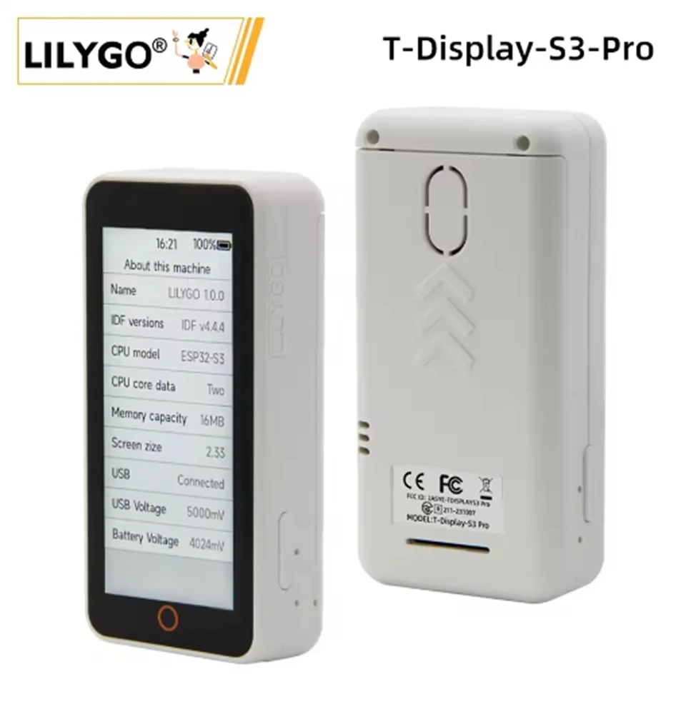 LILYGO® T-Display-S3-Pro ESP32-S3 Touch Display 2.33-inch LCD Development Board I2C Digital Light Sensor Module WiFi Bluetooth