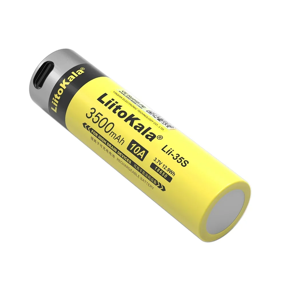 100% New LiitoKala LII-35S 3500mAh 3.7v 18650 USB Type-C Lithium-ion Rechargeable Battery for Electric Toy Flashlight Batteries