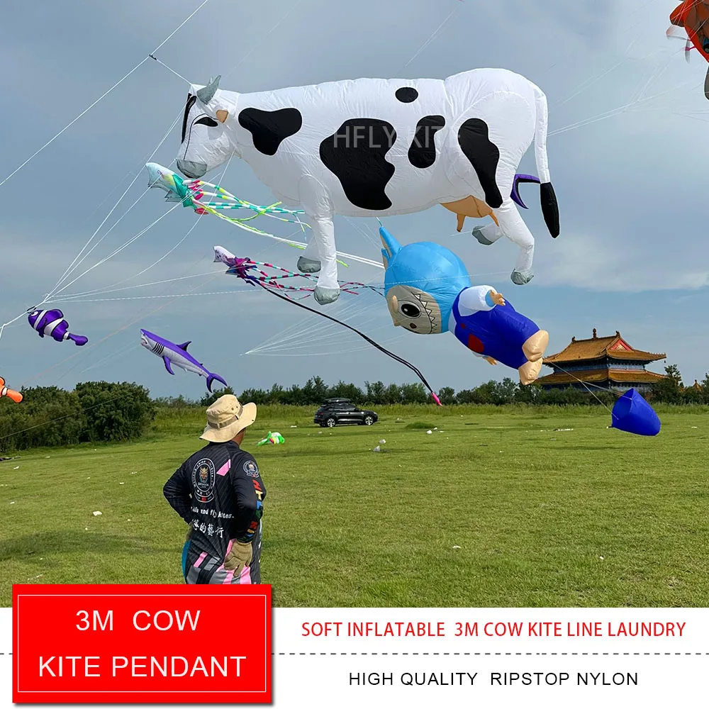 3m cow soft kite pendant large huge inflatable kite line laundry for audlts