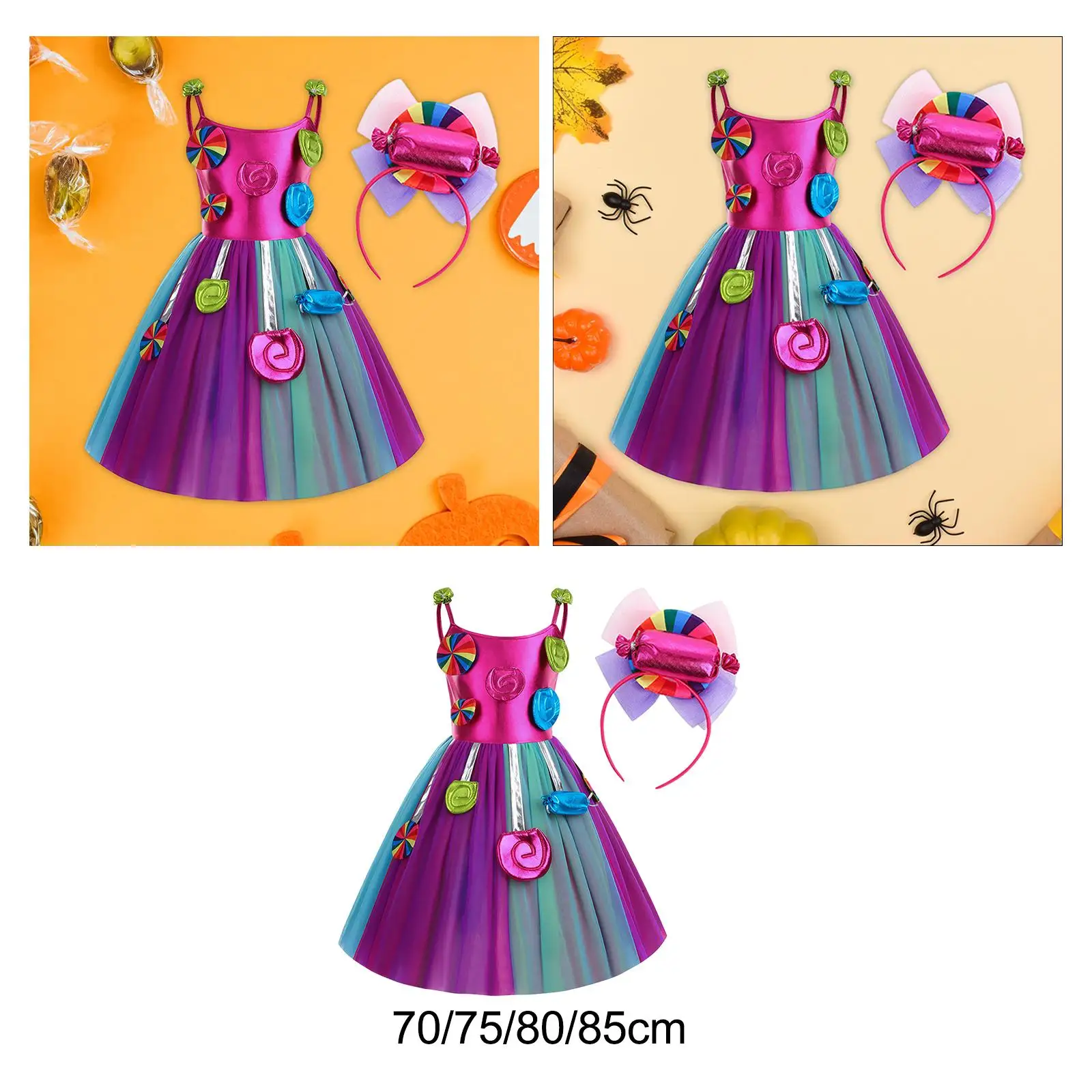 

Candy Dress for Girls Lollipop Dress Sleeveless Princess Dress up Tulle Dress Dance Party Festival Cosplay Role Playing
