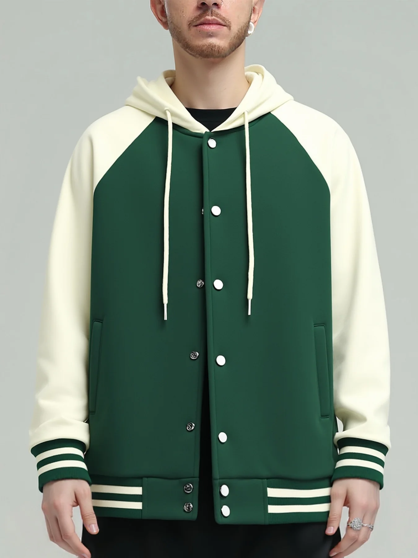 

320Grams Hoodies Men Color Contrast Sleeved Baseball Uniform Long Sleeve Y2K Clothing Streetwear Clothing Hoodie