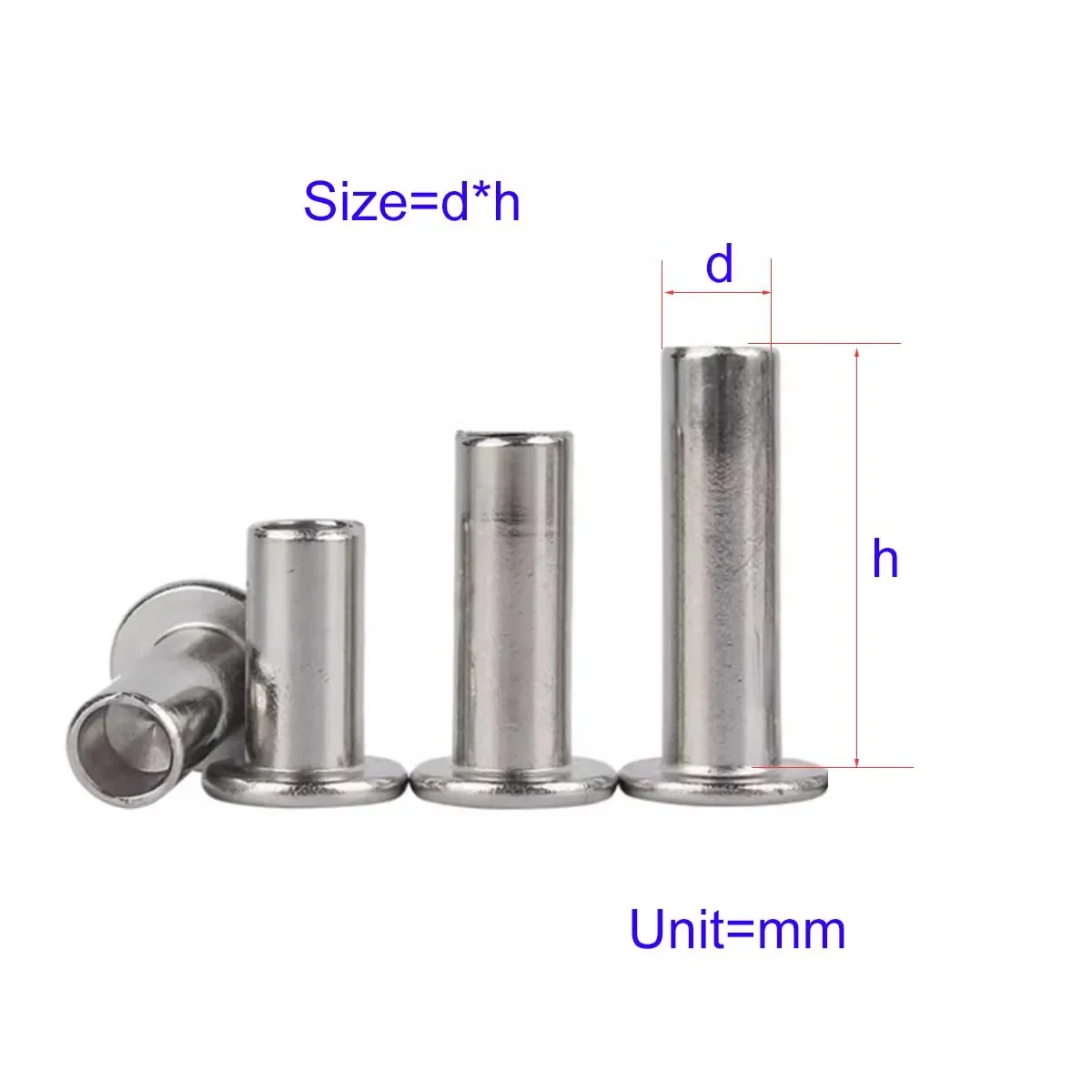 M5M6M8 Rivetto semi cavo a testa piatta in acciaio inossidabile 304