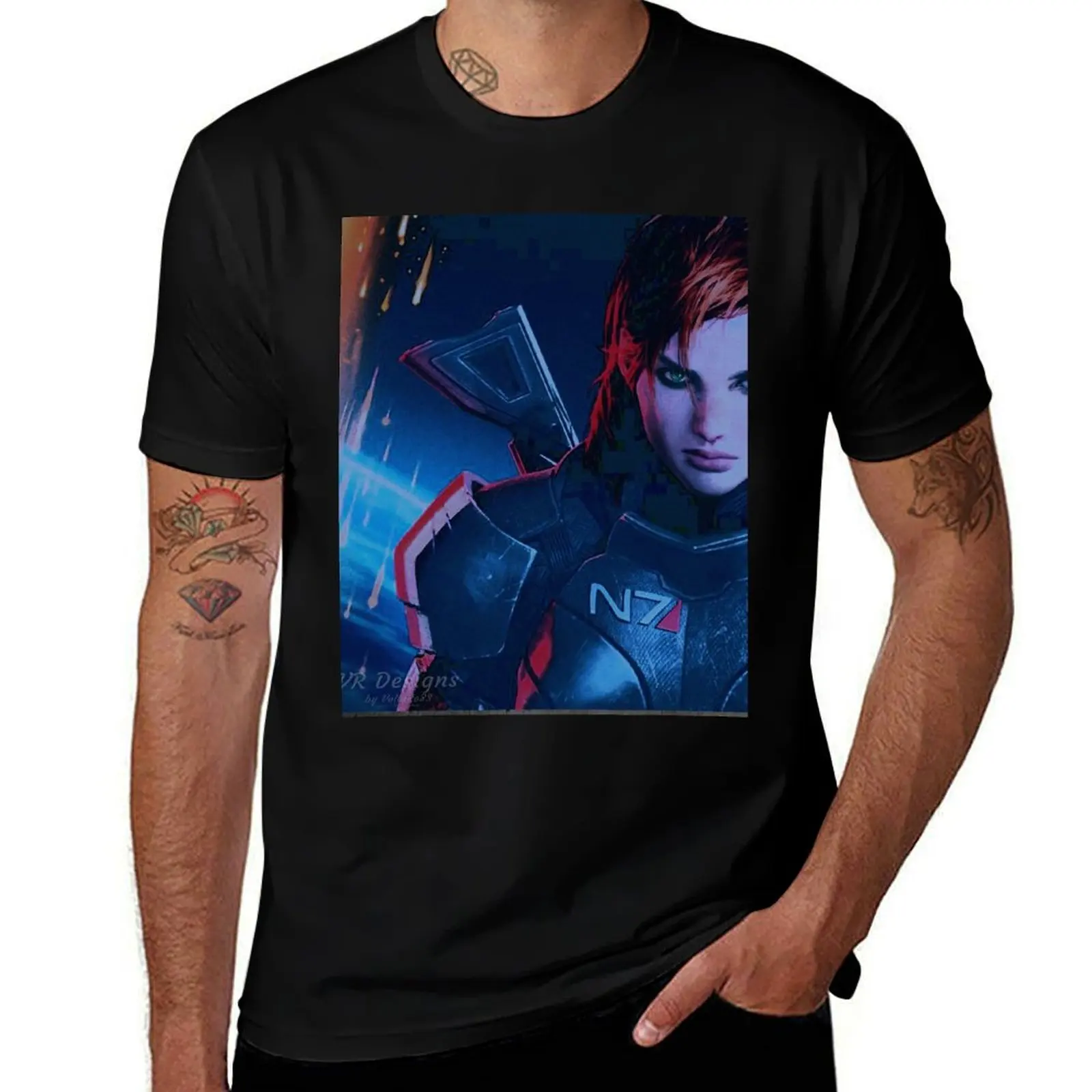 Mass Effect: Female Shepard Digital Painting (Paragon) T-Shirt Plus Size Outdoor Casual Top T-Shirt
