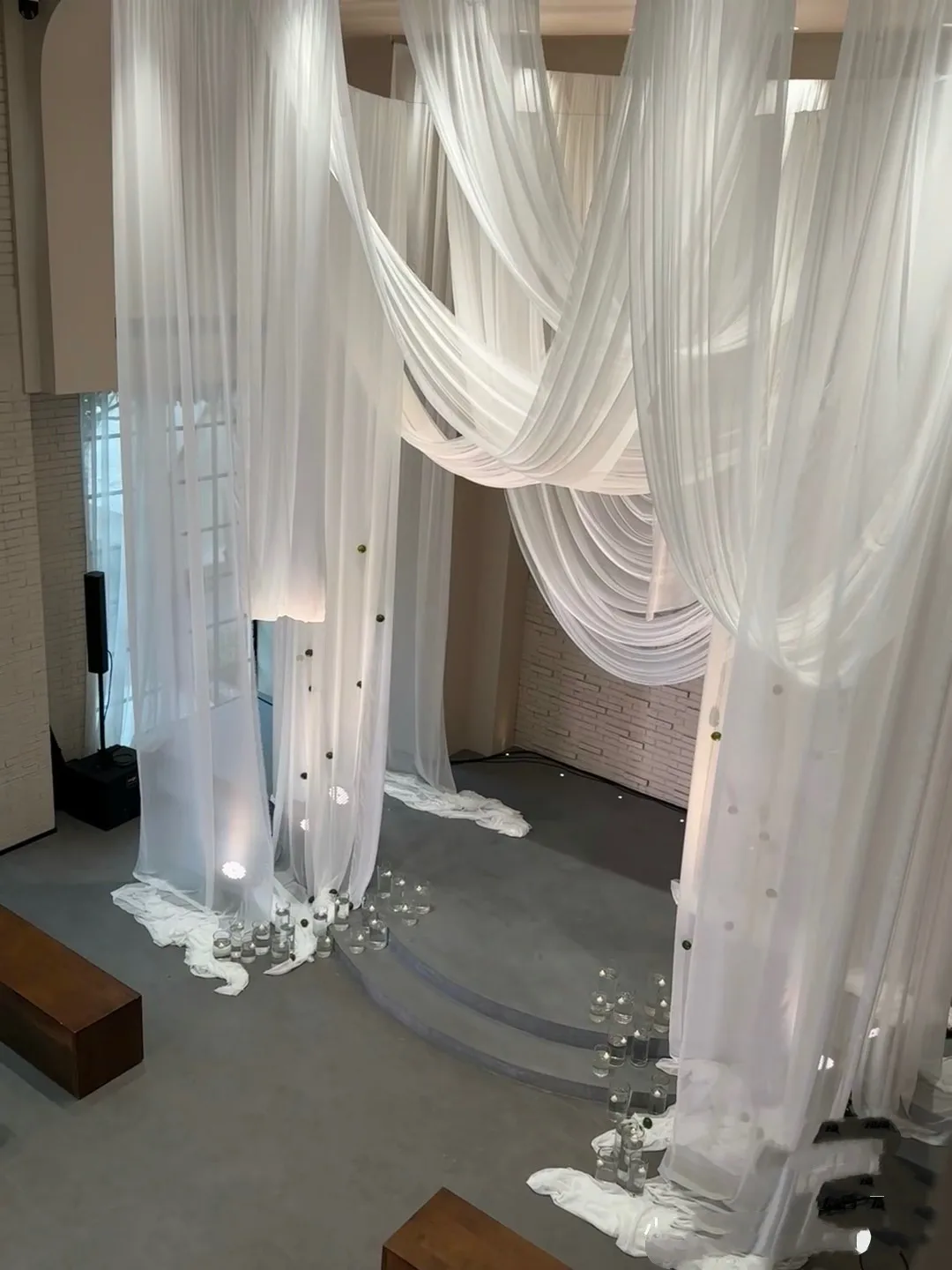 White Red Chiffon Soft and Sheer Yarn Fabric Draping for Wedding Background Curtain Stage Fabric