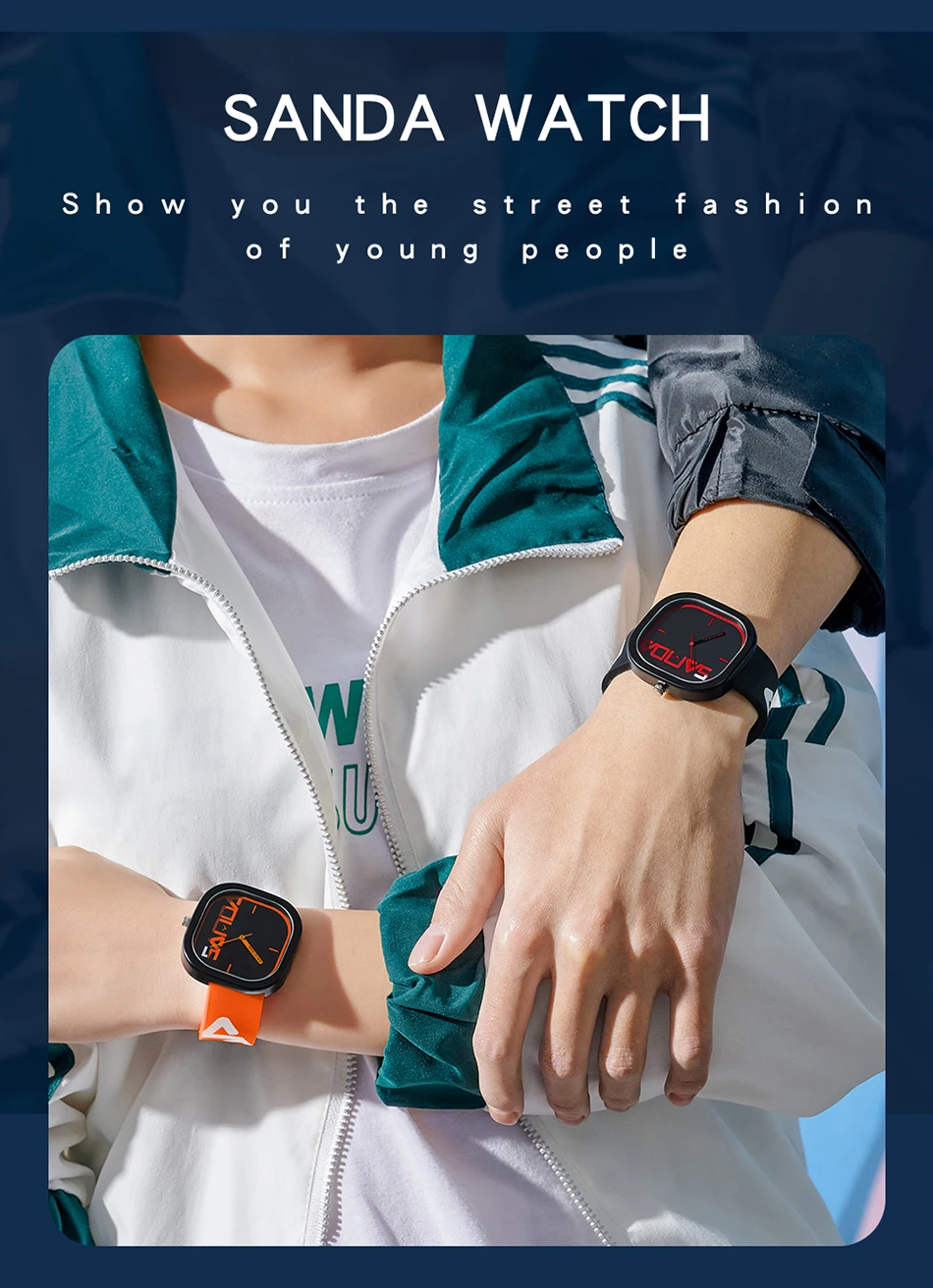 SANDA Fashion Simple Women Watches 2023 Luxury Brand Quartz Watch Women Silicone Waterproof Wrist Watches For Girls Montre Femme
