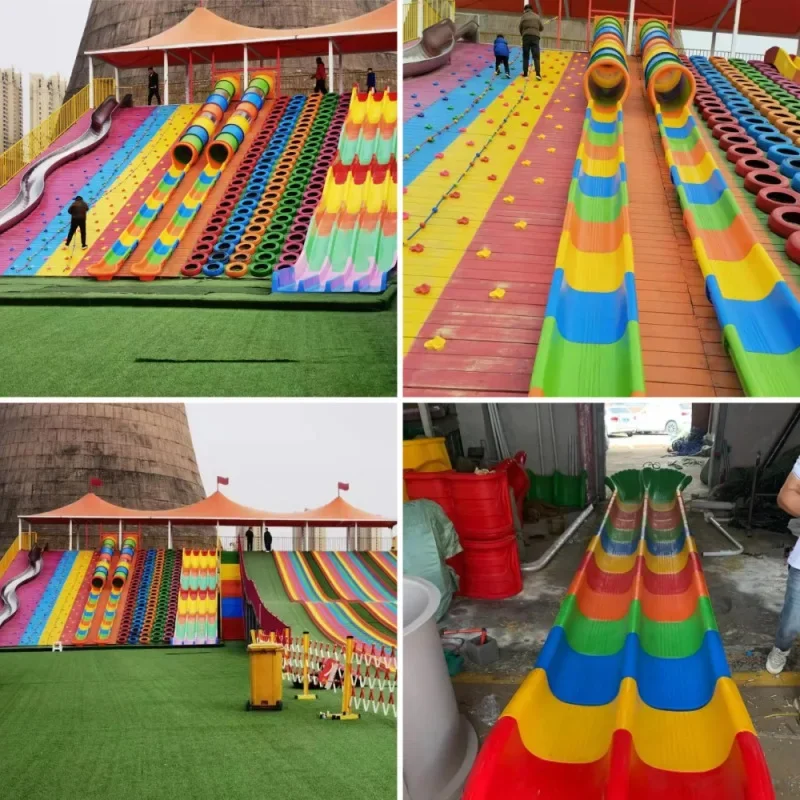 Large outdoor park scenic area unpowered amusement climbing plastic internet celebrity slide world slide