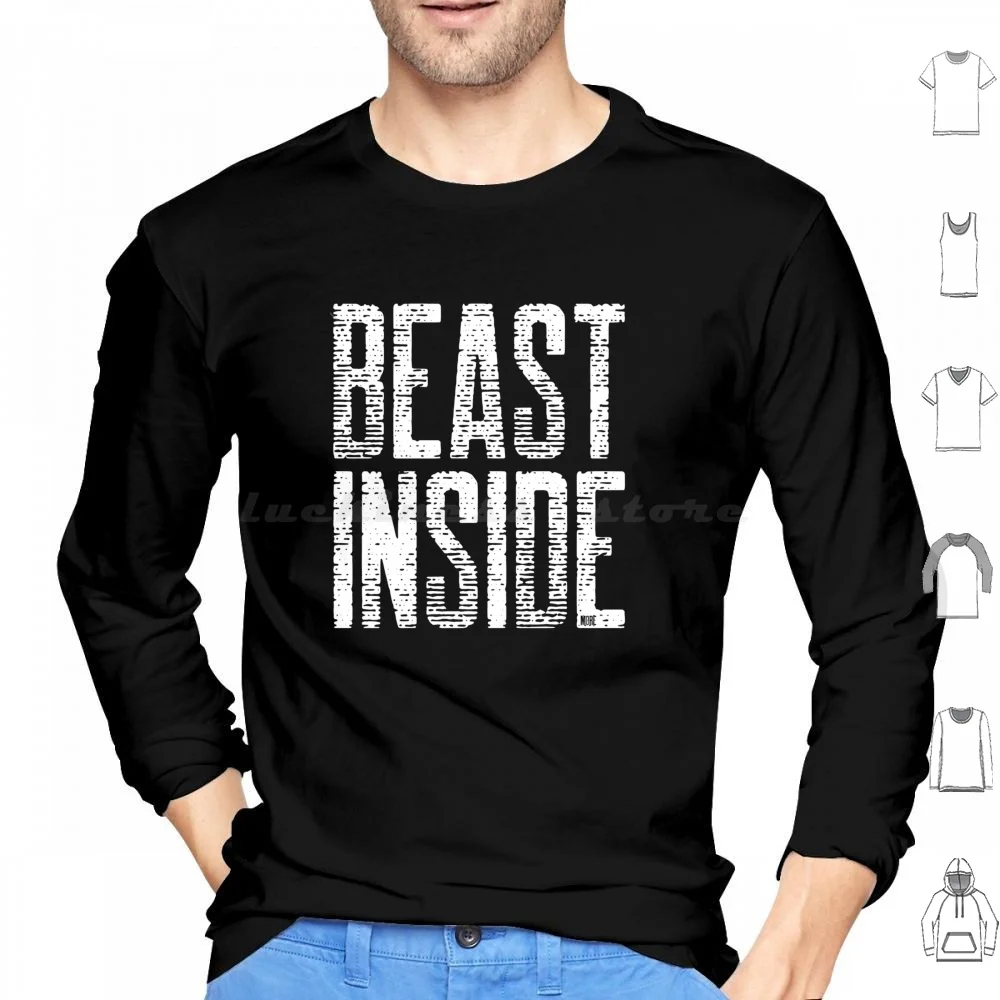 Besta dentro? Moletom com capuz motivacional para treino de musculação, manga comprida, besta dentro, quebra seus limites, não mais