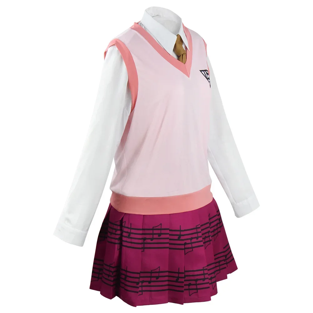 อะนิเมะเกม Danganronpa V3 Kaede Akamatsu ฆ่า Harmony คอสเพลย์เครื่องแต่งกายฮาโลวีนผู้หญิง JK เสื้อกระโปรงเสื้อกั๊ก Tie ถุงเท้า