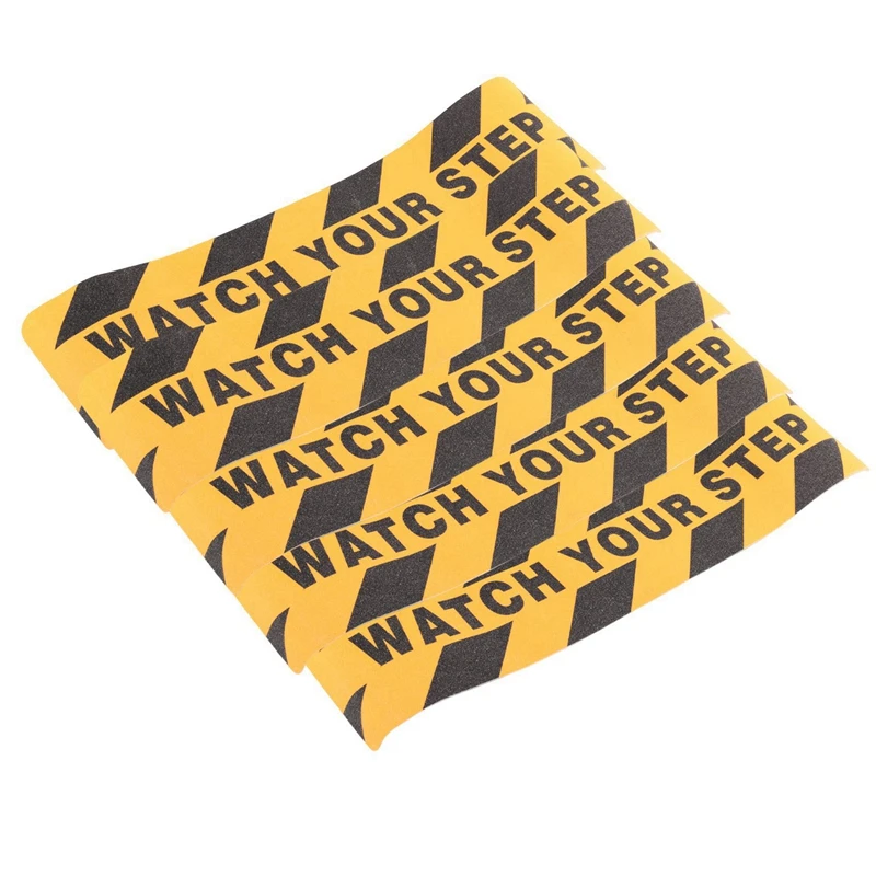 2X Watch Your Step Floor Decals Stickers 6X24 Inch Warning Sign Sticker Floor Tape Anti Slip Abrasive Tape Decal