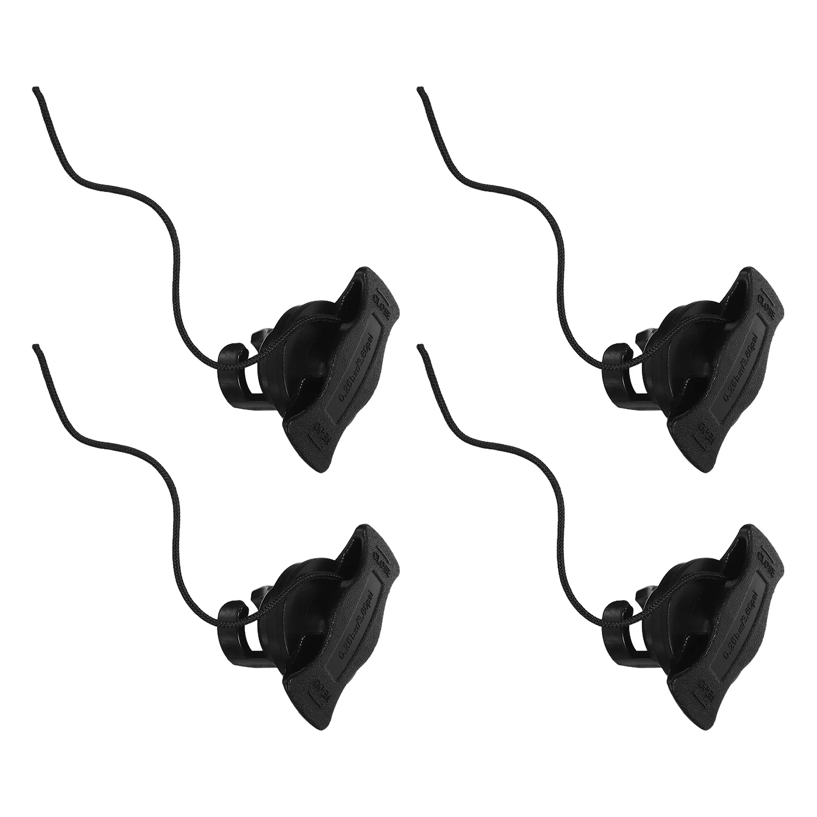 

4Pcs Inflatable Boat Valve Quick Inflation Deflation Durable PVC Reinforced Mesh Secure Cap Cord Universal Compatibility Black