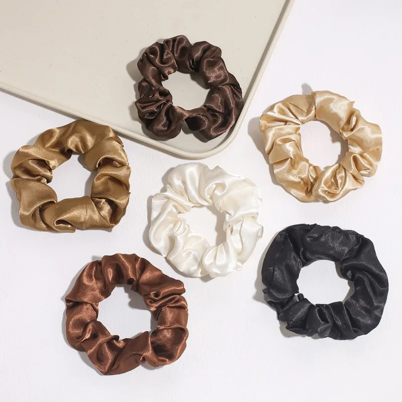 Satin Silk Scrunchies Soft Hair Ties Fashion Bands Ropes Elastic Bracelet Ponytail Holders Hair Accessories for Women Girls