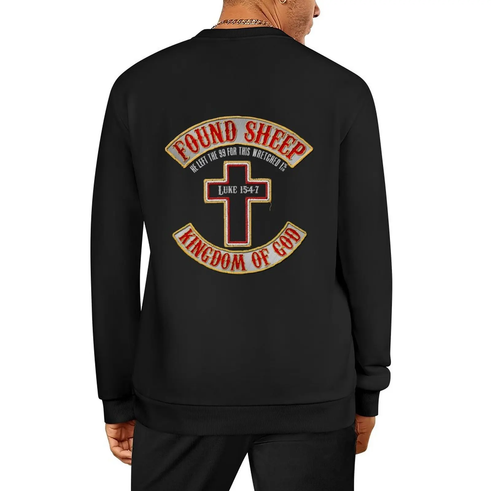 

Found Sheep - Kingdom of God - Faux Embroidered Biker Patch Pullover autumn jacket men men clothes men wear new sweatshirt