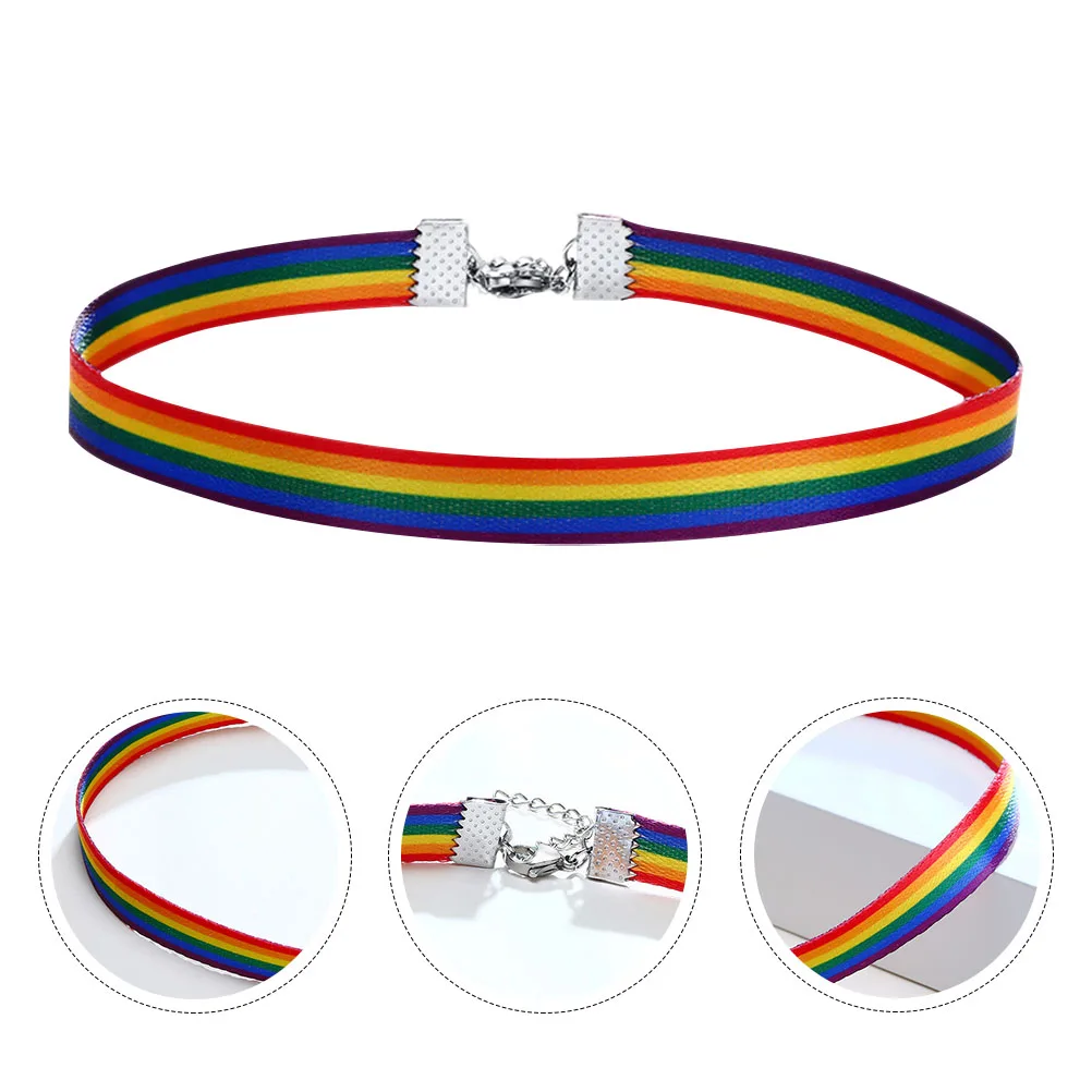 

Rainbow Necklace Ornaments 's Collar Rope Short Clavicle Ribbon Decorations Choker