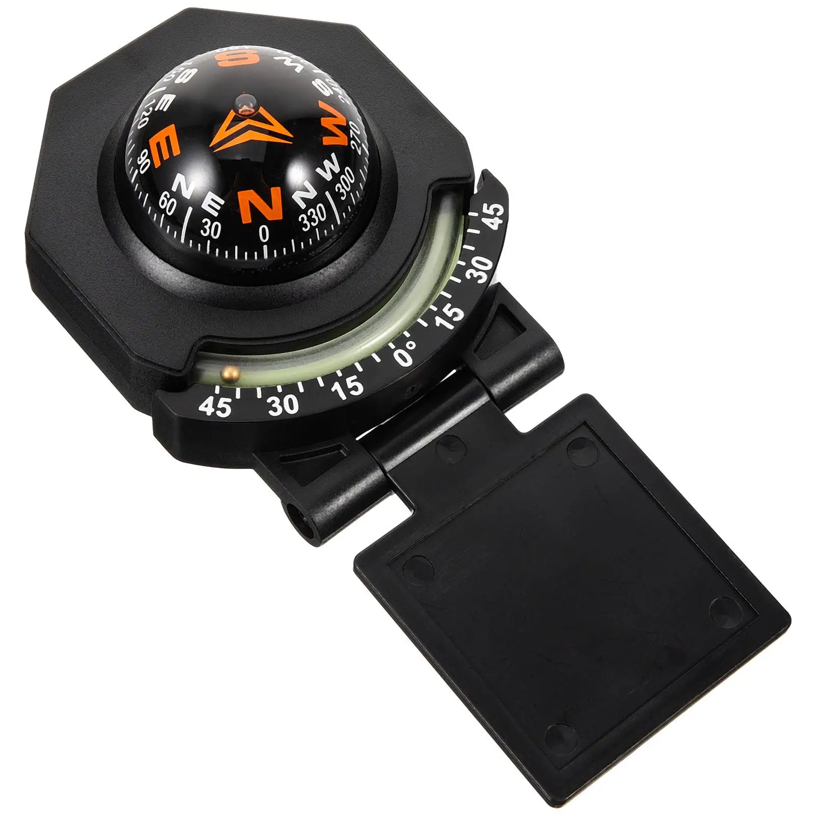 Adjustable Glow-in-the-dark Car Compass Ball Foldable Measurement Tilt Angle Traceless Double-sided Tape Decoration Auto Abs