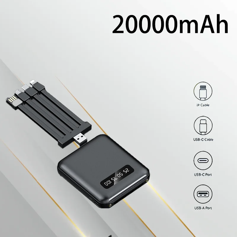 

High Capacity Mini Power Bank 20000mAh Portable Lightweight Emergency Power Supply Perfect For Travel Camping Outdoor Daily Use