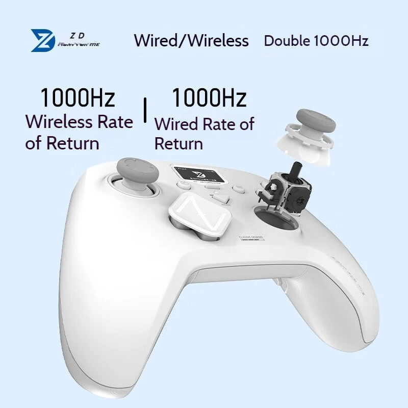 Wireless Game Controller with LCD Screen and Hall Effect Triggers