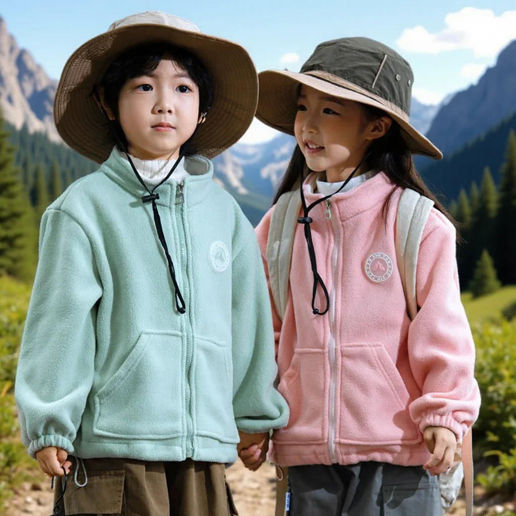 Autumn Winter Kids Outerwear Polar Fleece Jacket Zipper Thermal Coat for Boys Girls Solid Warm School Layering Cozy Tops Clothes