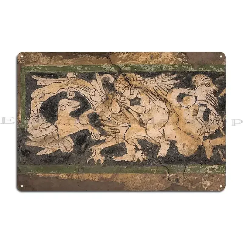 Winged Cherub In Ancient Swiss Frieze Metal Signs Retro Garage Personalized Kitchen Design Tin Sign Poster