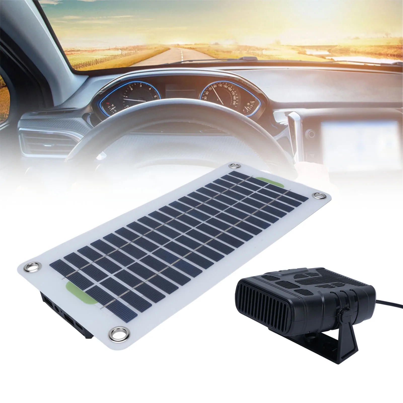 Solar Heater Solar Panel Heater 30W Monocrystalline Silicon Solar Panel Portable Space Heater for Outdoor Solar Panel Car Heater