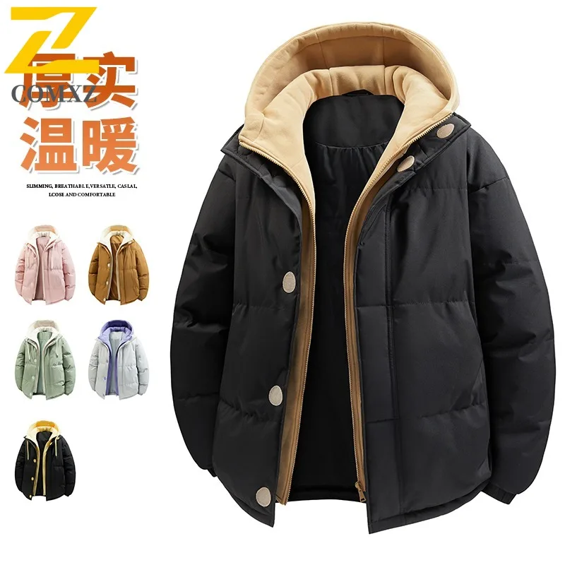 

COMXZ Men Cotton Padded Jacket Lightweight Hooded Minimalist Camping Cold Days Padding Coat 2025 High Quality Winter Jackets