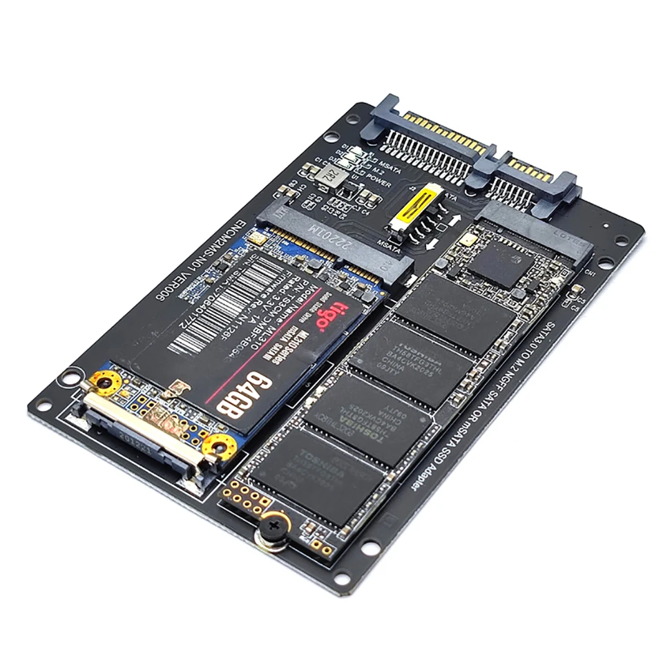 2-in-1コンバーターカード,msata to sata3.0,B-Mピン,m.2 ngff 2230