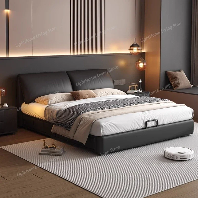 

150x200 180x200 Cm Modern Luxury Leather Double Bed 2 People Beds Bases and Bed Frames Full Size Beds Frame Bedroom Furniture