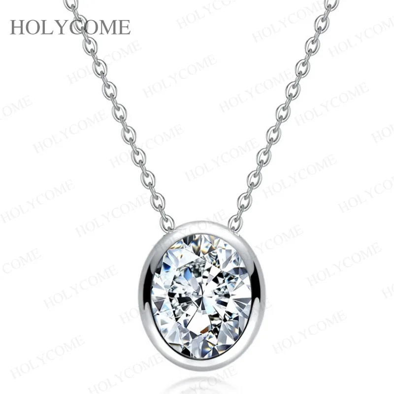 925 Sterling Silber Moissanit Anhänger Halskette Ovaler Schliff 0,5-3 Karat für Damen Hochwertige Schlüsselbeinkette Edles Schmuckgeschenk für Damen – Detail 6