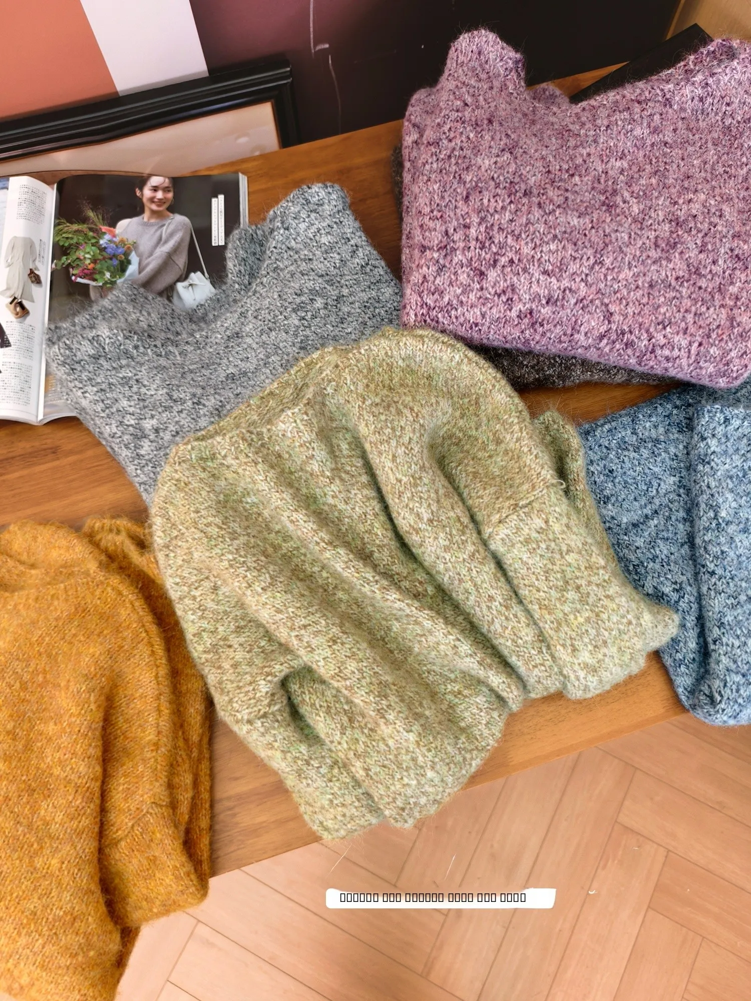 

Аосферический свободный модный свитер с тяжелым планом и цветочным принтом, полушерстяная смесь, теплый зимний женский трикотаж, круглый длинный све