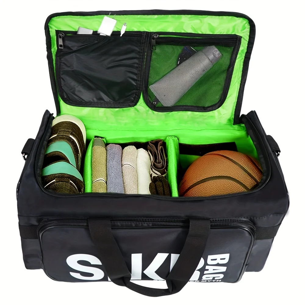 Wielofunkcyjna torba sportowa Lekka, duża torba na siłownię z zamkiem błyskawicznym, wzór w litery Oxford Torba treningowa do koszykówki