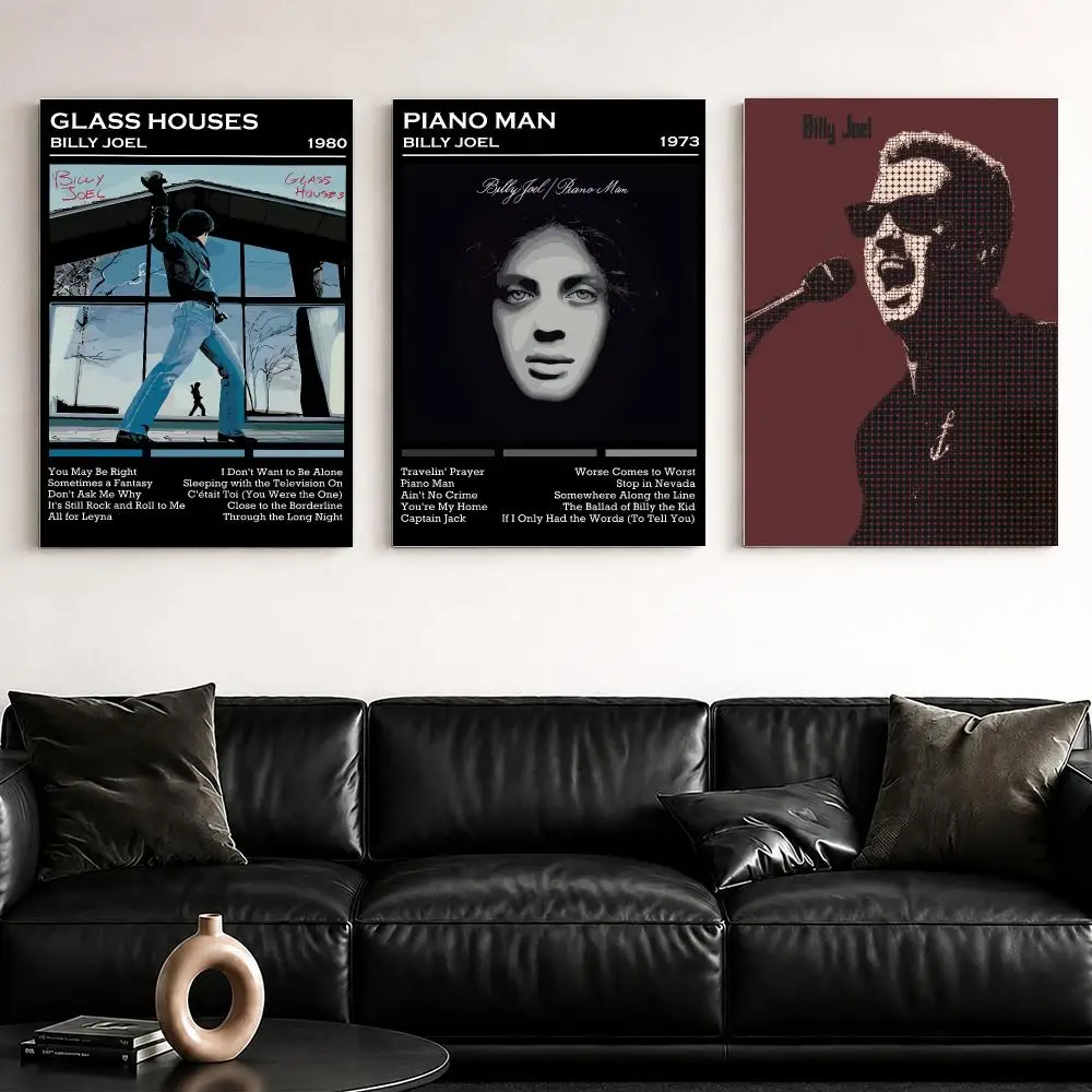 Singer B-Billy Joel Framed Wall Painting Framed Canvas Wall Art Poster Solid Wood Frame Home Decor