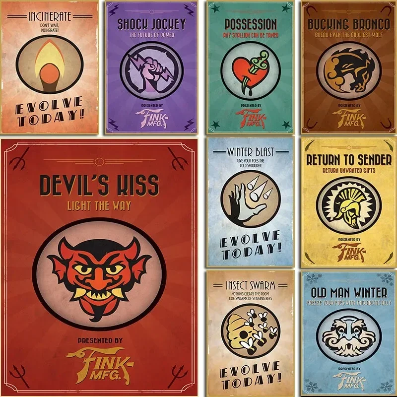 Póster de lienzo de plástico Bioshock, Mural Retro, Infinite Electro Bolt, imágenes de plástico Hypnot, decoración artística de pared para habitación de niños y Club