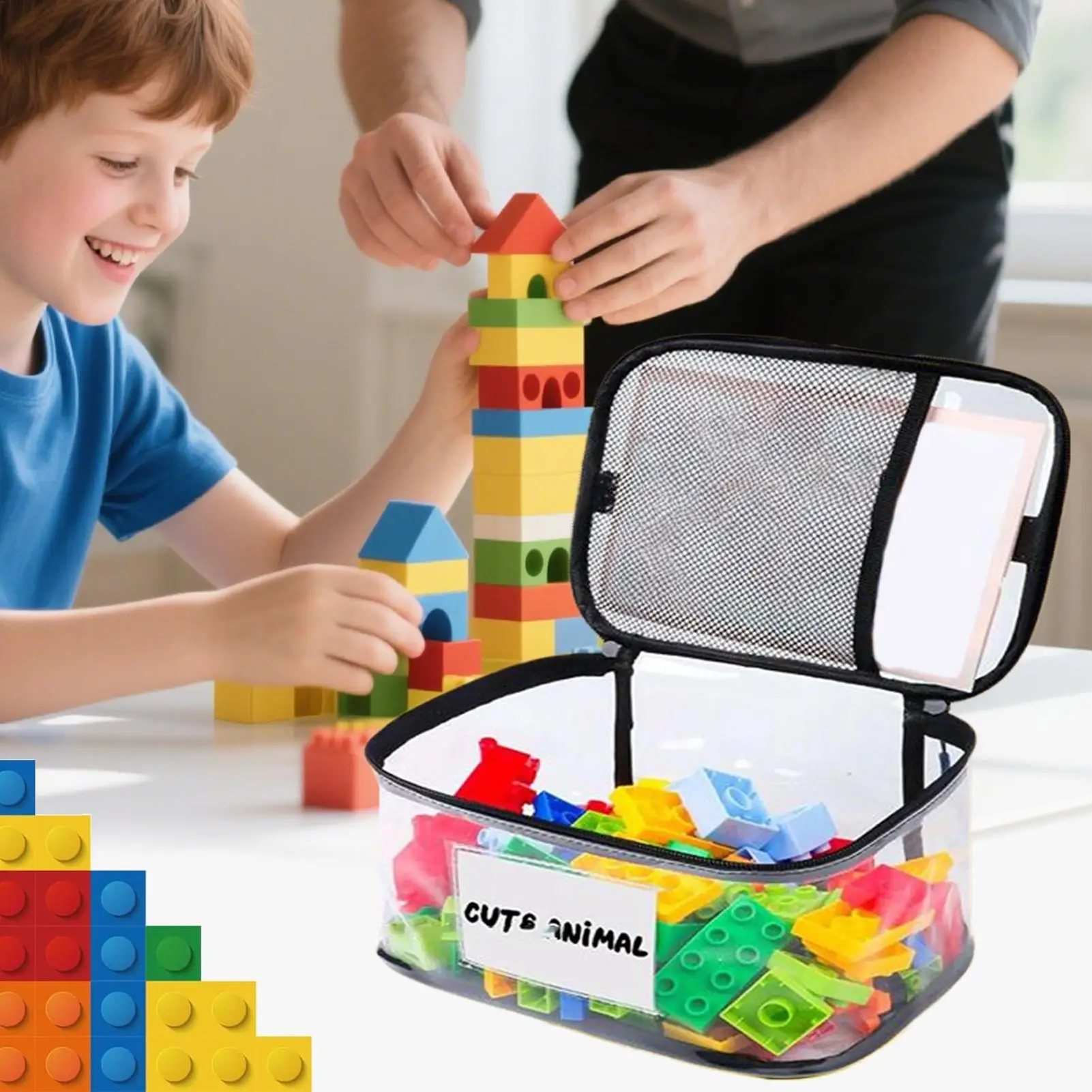 

Toy Storage Bags with Zipper 6 Pieces Clear Board Game Storage Reusable Zipper Pouches for Bedroom Nursery Classroom Home Car