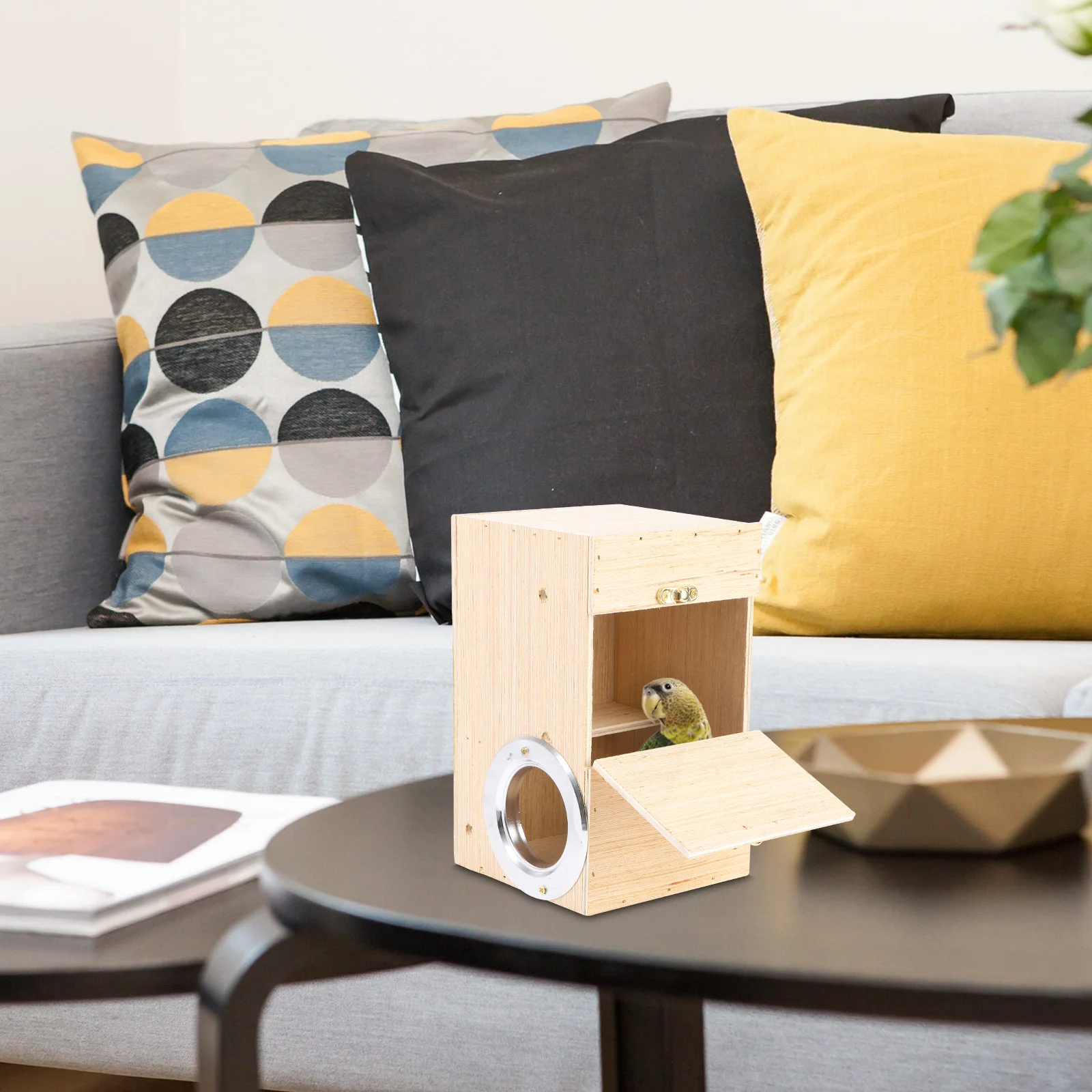 

1Pcs Parrot Bird Nest Wooden Breeding Box with Hinged Cover Easy Cleanup Bird Hatchery Birds Wood Nest Birds Supplies