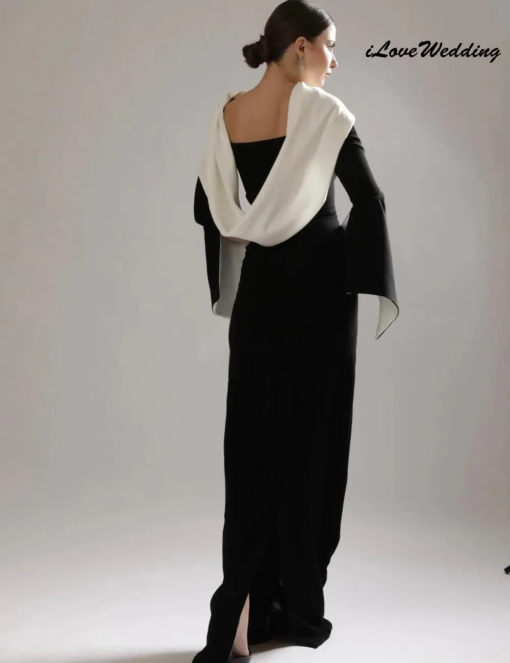 فستان سهرة أسود أنيق برقبة عالية 2025 بأكمام طويلة لحفلات الزفاف للنساء حورية البحر فساتين رسمية طويلة مخصصة