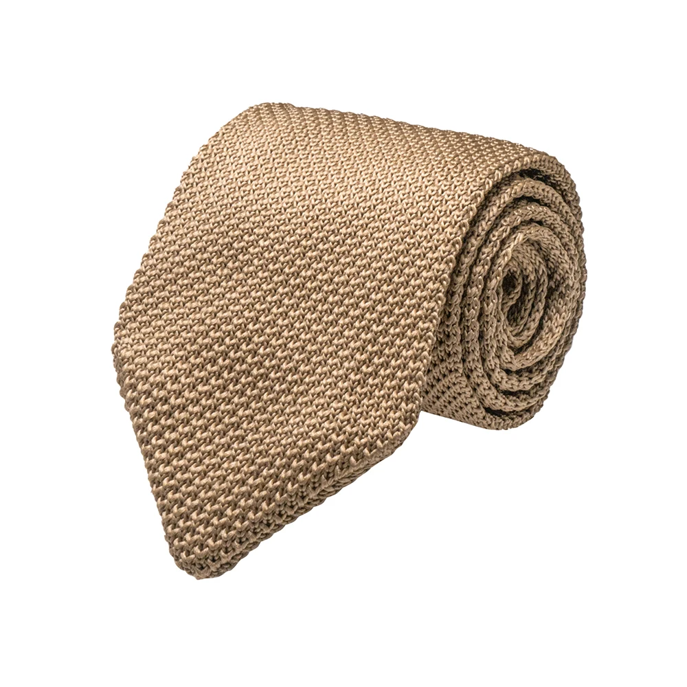 Modische Herren-Krawatten aus Strick, 7,5 cm breit, für formelle Anlässe, braune Krawatte, Hochzeitsaccessoire, Geschenk. – Detail 5