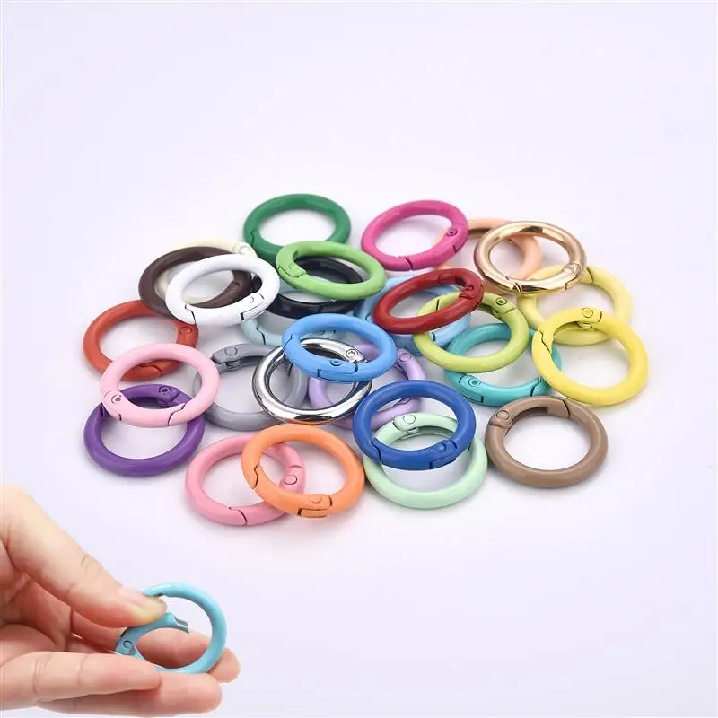 

10Pcs Colorful Metal O Ring Spring Clasp Openable Round Keychain Clips Hook For DIY Jewelry Buckle Connector Accessories Supplie