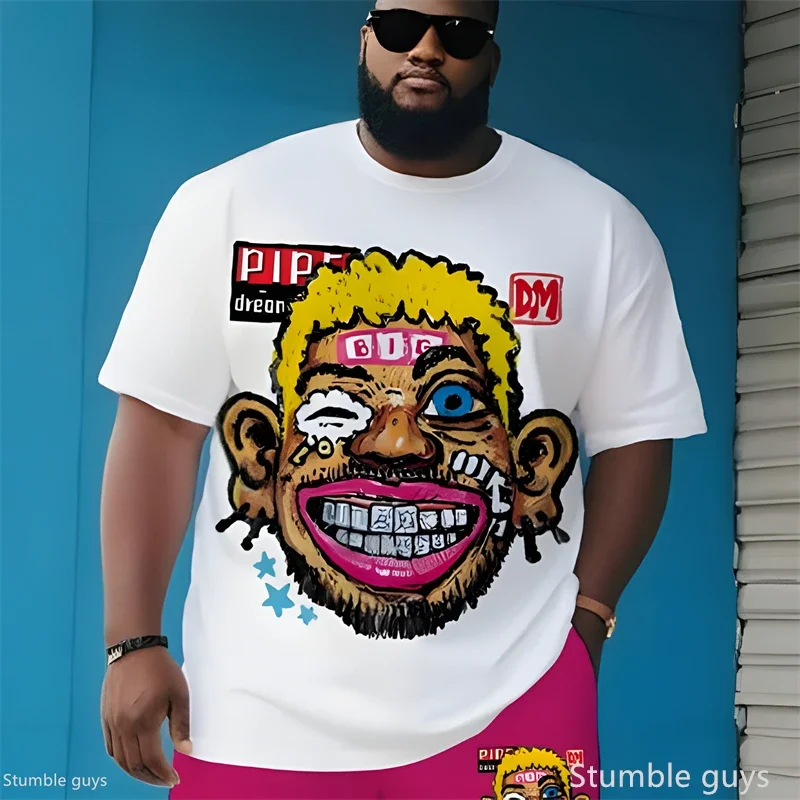 Herren Oversize-Mode-T-Shirt Sommer Anime-Grafik Locker Geschnittenes Kurzarm-Shirt Bequemes Leichtes Modisches Jersey-Oberteil