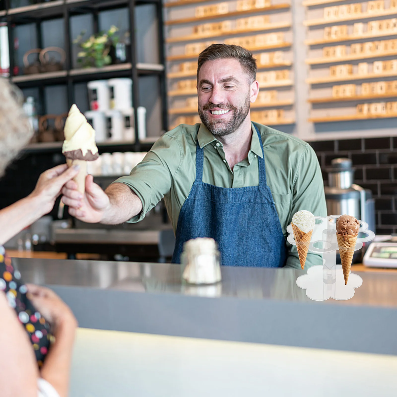 

Acrylic Ice Cream Stand Transparent 16Cm Top 12.6Cm Bottom 10Cm Height Detachable Cake Dessert Holder For Party Buffet