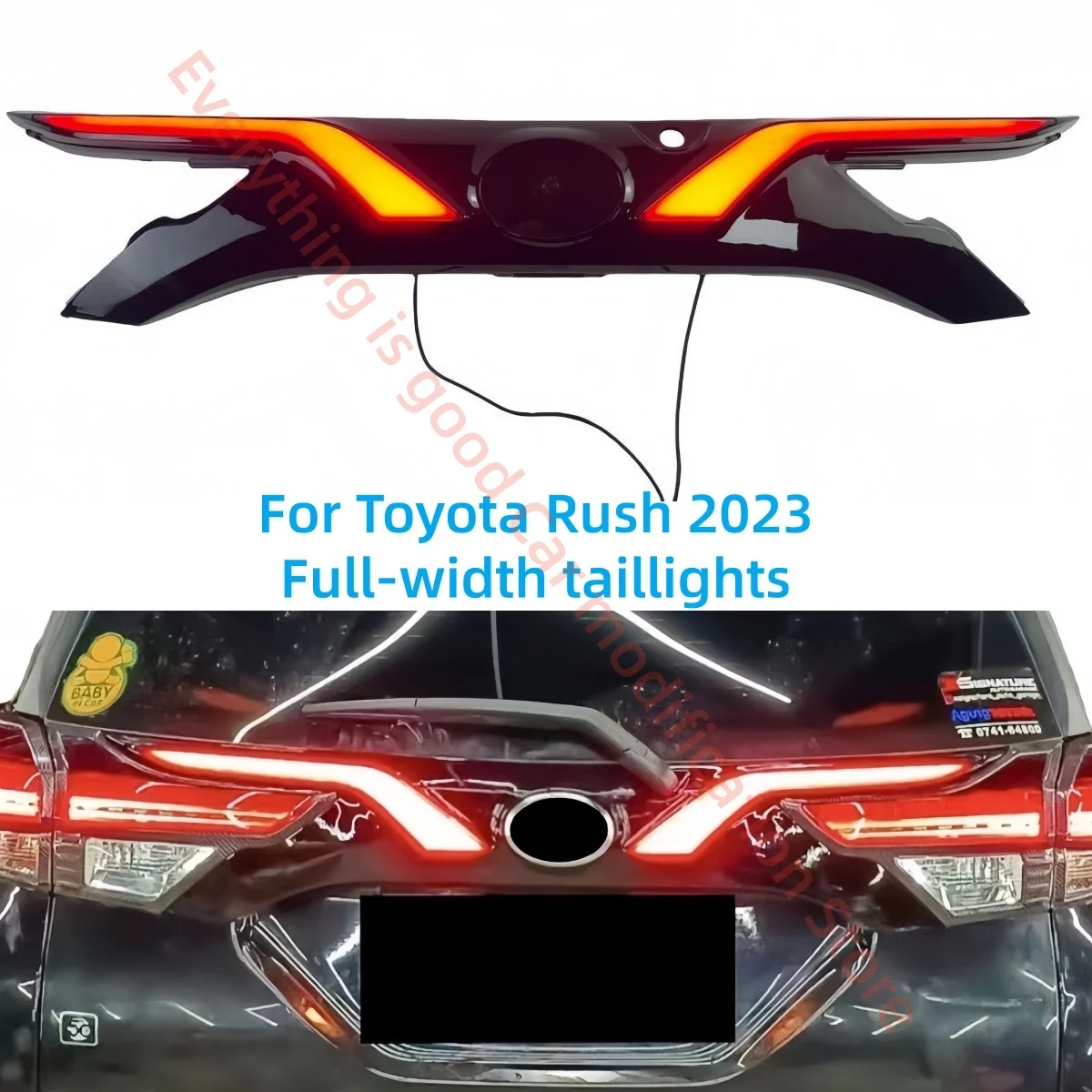 

For Toyota Rush 2023 Full-width taillights Modification LED Brake light Turn signal warning light Tail light Automobile parts