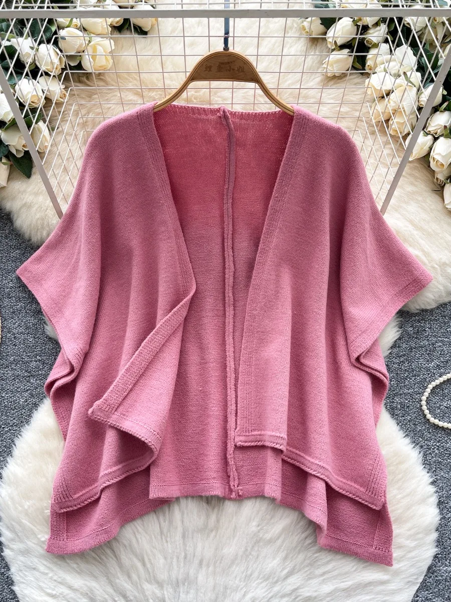 

Foamlina Loose Shawl Style Knit Cardigan Women Casual Long Sleeve Cape Coat 2025 Autumn Winter Fashion Layering Outerwear