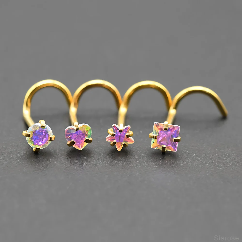 4 Stück-Packung 3 mm Kristall Zirkon Nasenstecker Labret Piercing Edelstahl Helix Monroe Piercing Conch Lip Schmuck 20G Twisted Pin – Detail 12