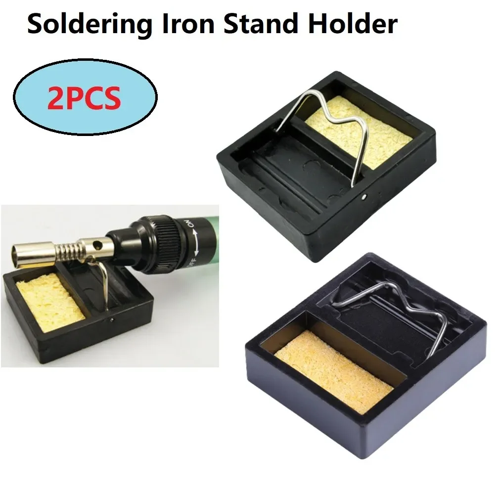 Electric Soldering Iron Support Iron Stand Holder Frame Metal Base With Clean Sponge 2 Pieces 4.8cm*4cm Working Environments New